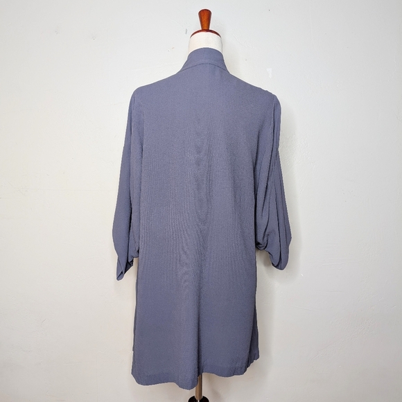 Eileen Fisher Purple Silk Kimono Sleeve Open Front Jacket Size Medium - Picture 8 of 12